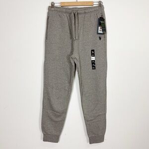 US Polo Assn Fleece Jogger Pants Mens Medium Heather Grey Sweatpants Pockets NWT